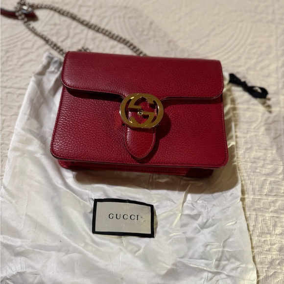Gucci Crimson Leather Crossbody Bag - Picture 1 of 11